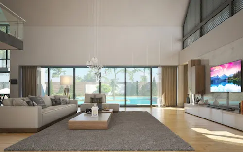 Phòng khách thượng lưu trong biệt thự sân vườn