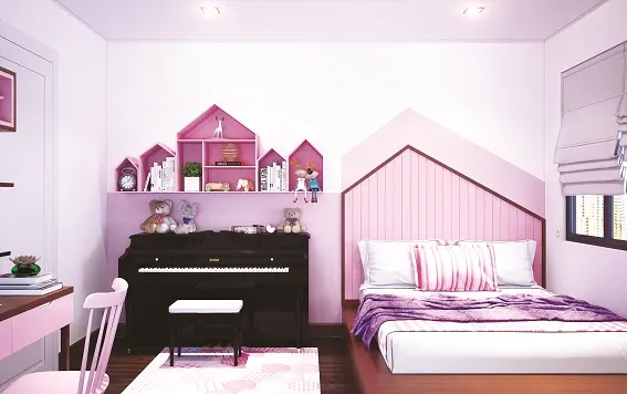 Phòng ngủ với diện tích hạn chế nhưng nhờ bố trí mặt bằng công năng hợp lý mà không gian sống của gia đình trở lên rộng rãi và thông thoáng