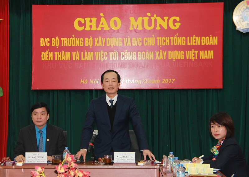 Bộ trưởng Phạm Hồng Hà thăm Công đoàn Xây dựng Việt Nam