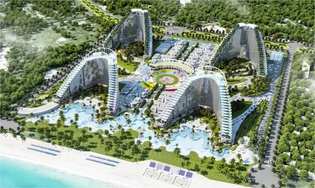 The Arena với 4 tòa tháp uốn cong hình tổ yến theo chủ đề từ đại bất biến Đất - Nước - Lửa - Khí tạo sự cân bằng thịnh vượng