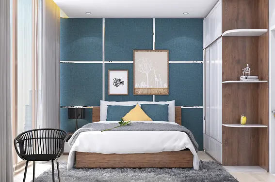 Phòng ngủ lớn được thiết kế đón gió biến qua tấm kính lớn