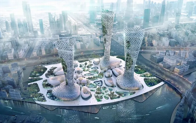Các tòa tháp Symbiotic – giải pháp khí hậu giữa ốc đảo sa mạc Dubai