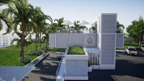 Tòa nhà văn phòng làm từ container sử dụng năng lượng mặt trời