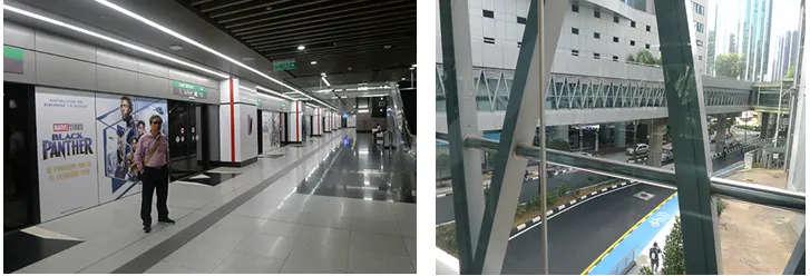 Hệ thống ĐSĐT Kualalumpur rất hiện đại: tàu không có người lái, cửa tự động 2 lớp. Lối đi bộ trên cao do doanh nghiệp đầu tư kết nối ga ĐSĐT với KGCC, lối đi bộ và xe đạp (TG2018)