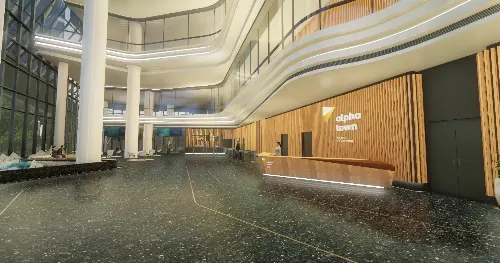 Phối cảnh bên trong sảnh đón khách của Alpha Town.
