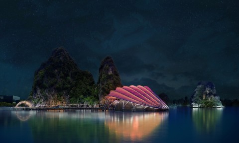 Rồng, đá và cánh buồm truyền cảm hứng  cho Nhà hát nổi Sceno Light ở Vịnh Hạ Long (Việt Nam)