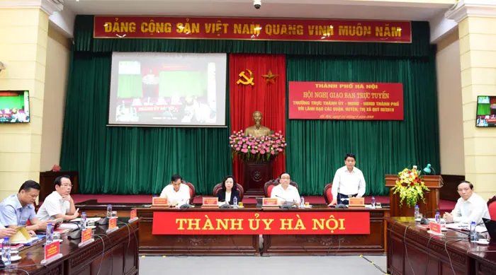 Chủ tịch UBND TP Hà Nội Nguyễn Đức Chung phát biểu tại Hội nghị.