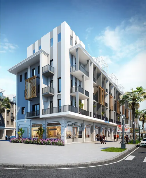 Shophouse tại The Manor Central Park có hai mặt tiền nhằm khắc phục nhược điểm của nhà mặt phố là lối đi khu kinh doanh và lối lên tầng ở chung nhau, gây bất tiện