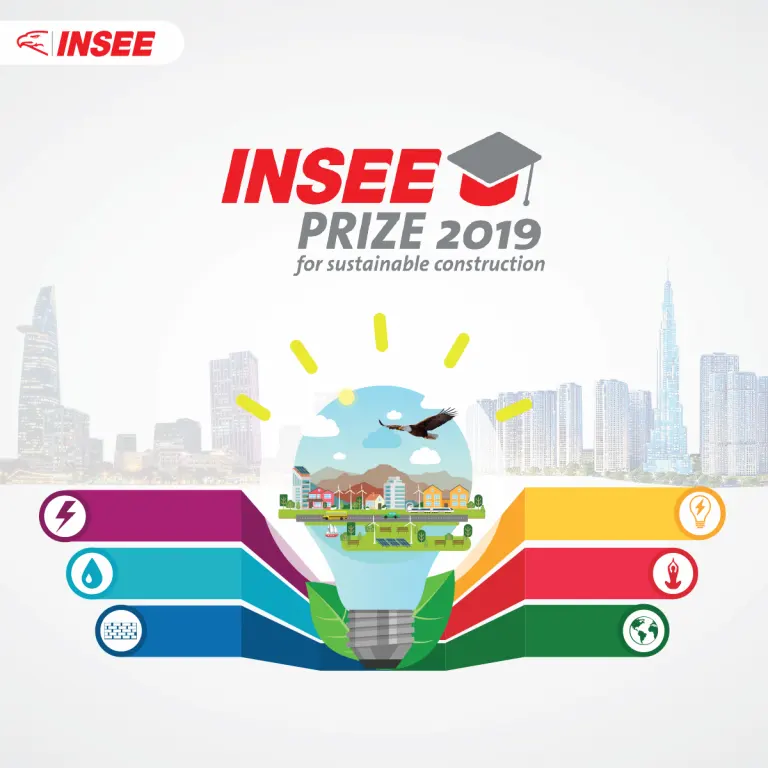 Đến với INSEE Prize 2019, các bạn sinh viên không còn bị giới hạn ý tưởng tại một cuộc thi học thuật hay những bài nghiên cứu khoa học đậm tính lý thuyết. Ý tưởng đạt giải Nhất của cuộc thi sẽ được INSEE trực tiếp hỗ trợ kinh phí để triển khai, mang ước mơ trên bản vẽ vào thực tế và đóng góp cho xã hội. Các bạn trong nhóm đạt giải nhất sẽ cơ hội thực tập tại INSEE Việt Nam, một công ty đa quốc gia có môi trường làm việc chuyên nghiệp, dưới sự hướng dẫn của các chuyên gia hàng đầu trong ngành. Qua các năm, các công trình đạt giải của INSEE Prize với tổng giá trị đầu tư hơn 3 tỷ đồng đã được đưa vào hoạt động và giải quyết được nhu cầu cấp thiết cùa cộng đồng địa phương cũng như quảng bá khái niệm về xây dựng bền vững. Được thành lập từ năm 1994, INSEE – trước đây còn được biết đến với tên gọi Holcim Việt Nam là doanh nghiệp dẫn đầu ngành sản xuất vật liệu xây dựng và quản lý chất thải tại miền Nam Việt Nam. INSEE tự hào là doanh nghiệp cung cấp sản phẩm cho không chỉ những dự án dân dụng, thương mại mà còn cho những công trình biểu tượng và đóng góp cho sự phát triển kinh tế của Việt Nam. Thêm vào đó, chúng tôi tự hào về những điều mà chúng tôi đã và đang đóng góp cho nền kinh tế – xã hội và bảo vệ môi trường cho đất nước. Hiện công ty có hơn 1.100 nhân viên đang làm việc tại 5 nhà máy xi măng và các trạm trộn bê tông hiện đại tại TP.HCM.