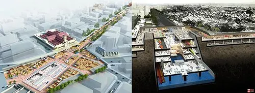 Trung tâm thương mại ngầm tại nhà ga Metro Bến Thành (TP.HCM). Đề xuất của City Solution 2018 phố ngầm dưới phố Trần Hưng Đạo bao gồm tuyến ĐSĐT số 3, gara ngầm, bến xe bus ngầm, trung tâm thương mại, hệ thống thoát nước và xử lý nước thải trung tâm thành phố,...