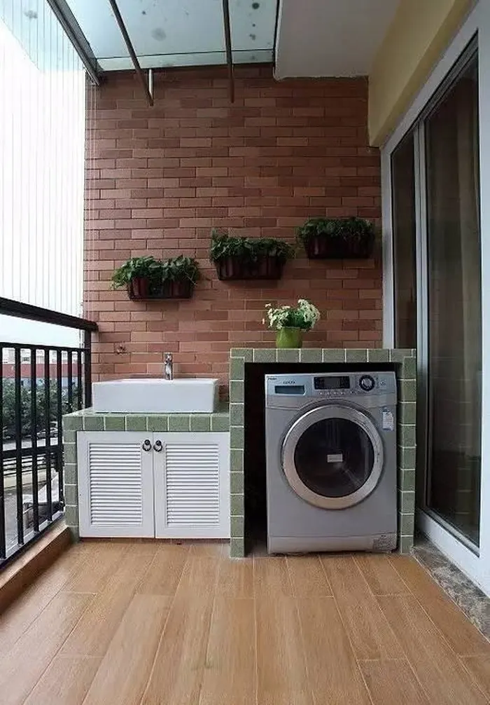 Thiết kế góc giặt ngoài ban công giúp tiết kiệm diện tích