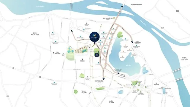 Kosmo Center sở hữu vị trí đắc địa khu vực phía Tây hồ Tây - nơi trung tâm sôi động mới của Thủ đô Hà Nội