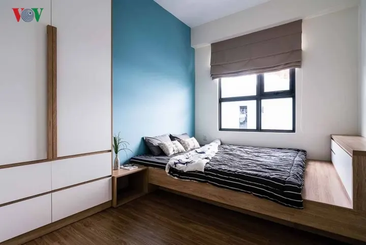 Cận cảnh phòng ngủ màu xanh dương