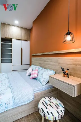 Cận cảnh phòng ngủ màu cam