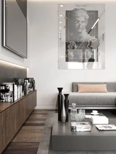 Bàn trà thấp hơn ghế sofa để không cản trở tầm nhìn