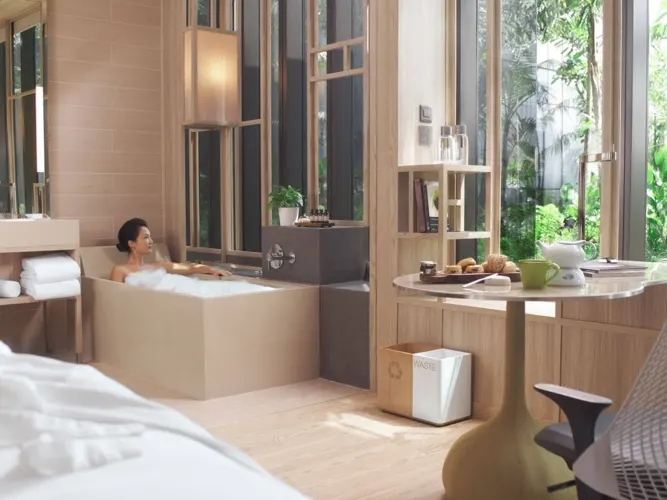 Phòng tắm gần gũi với tự nhiên