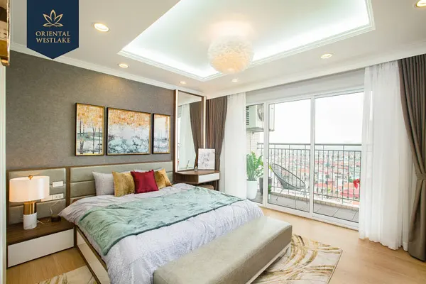 oàn bộ phòng khách, phòng ngủ tại Oriental Westlake đều có cửa sổ lớn để đón ánh sáng tự nhiên và không khí trong lành từ Hồ Tây