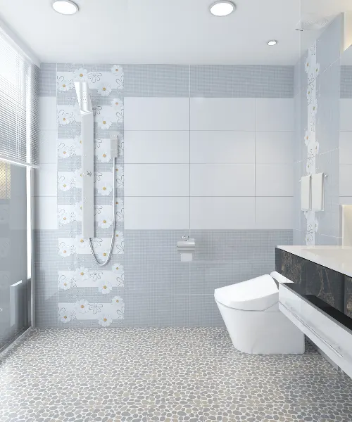 Sự phân khu trong phòng tắm nhờ vách ốp gạch