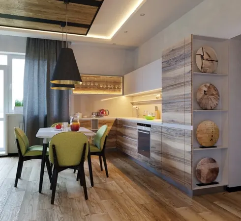 Nếu là người hướng ngoại, thích tổ chức tiệc tùng bạn cũng đừng ngần ngại kết hợp với một quầy bar hay kệ rượu ngay trong bếp để thỉnh thoảng mời bạn bè về nhà