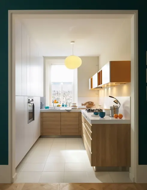 Dù diện tích nhỏ nhưng nếu biết cách sắp xếp bạn vẫn có đủ không gian để trổ tài nấu nướng và chăm sóc gia đình