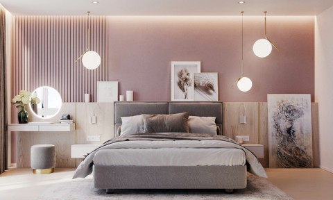 Ngắm phòng ngủ màu hồng mang phong cách hiện đại và lãng mạn
