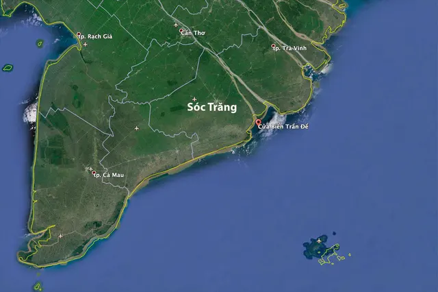 Cửa Trần Đề, Sóc Trăng trên bản đồ