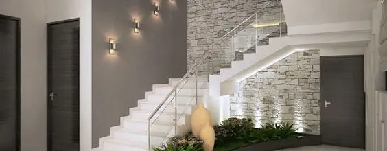 Ốp cầu thang bằng đá hoa cương trắng