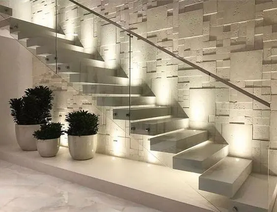 Cầu thang sang trọng từ cầu thang đá granite trắng