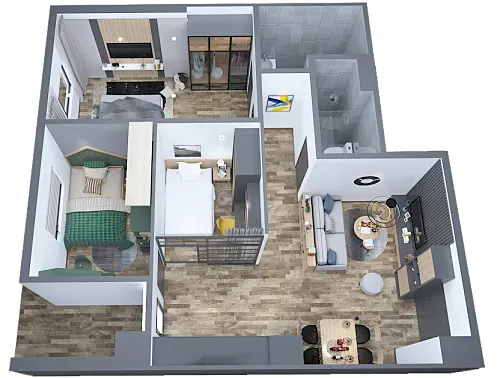 Căn hộ 3 phòng ngủ rộng 72,9m2 tại Eurowindow River Park