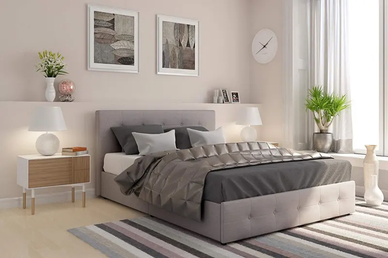 Với 4 ngăn kéo giấu bên dưới, vải bọc nệm đẹp, đây sẽ là chiếc giường vừa đáp ứng được yếu tố tiện nghi vừa có tính thẩm mỹ cao