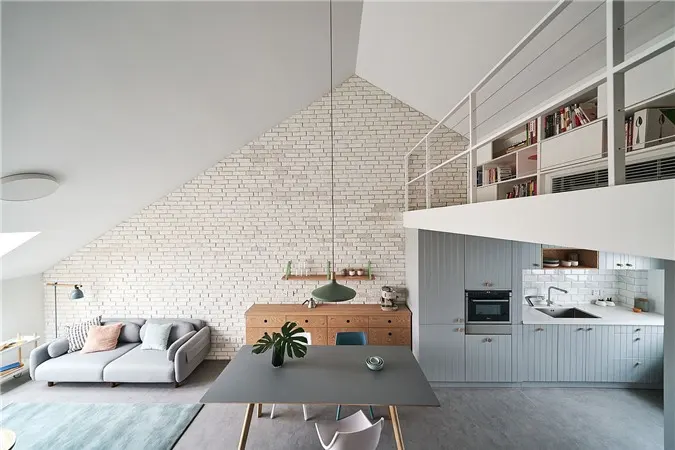 Thiết kế căn hộ tuyệt đẹp và hiện đại với phòng ngủ được đặt ở tầng lửng