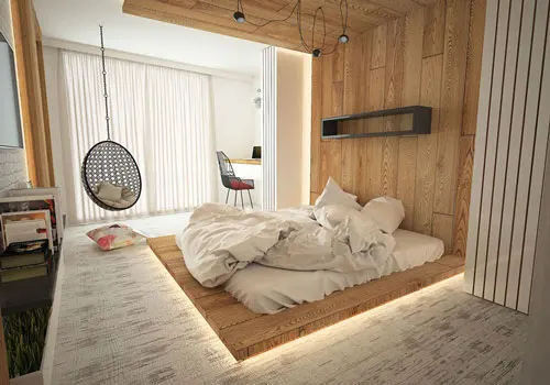 Có sự hỗ trợ của đèn led thì bộ giường ngủ đơn điệu của gia đình cũng trở nên thu hút đến bất ngờ