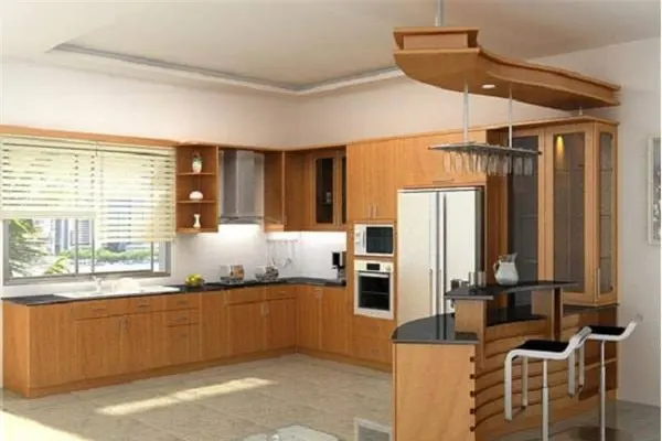 Vách ngăn gỗ được thiết kế thú vị dưới dạn quầy bar mini. (Ảnh minh họa)