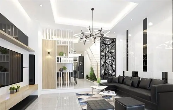 Sự kết hợp hài hòa với 2 chất liệu trên cùng 1 bức vách. (Ảnh minh họa)
