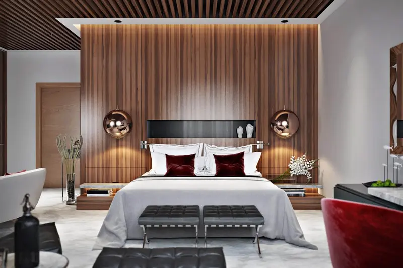 Nội thất phòng ngủ được sắp xếp cân đối và hài hòa, đây thường là sự lựa chọn của những chủ nhân có tính khéo léo và tỉ mỉ