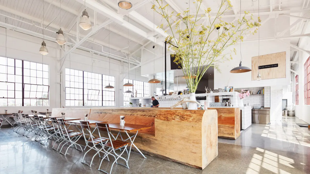 Những thân cây lớn được tạo thành quầy bar và băng ghế độc đáo trong nhà hàng ở San Francisco