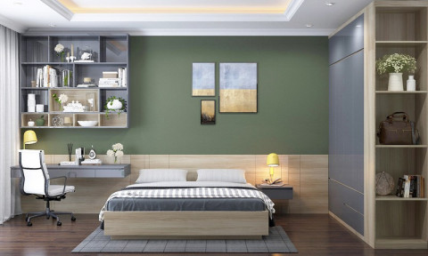 Trang trí phòng ngủ màu xanh căng tràn sức sống