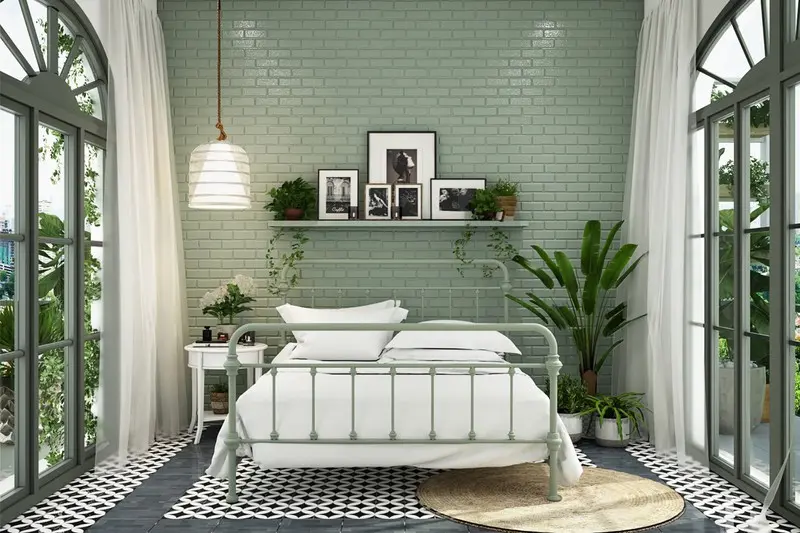 Không chỉ có màu sơn, sử dụng cây cảnh cũng là một cách để tăng thêm sức sống cho căn phòng