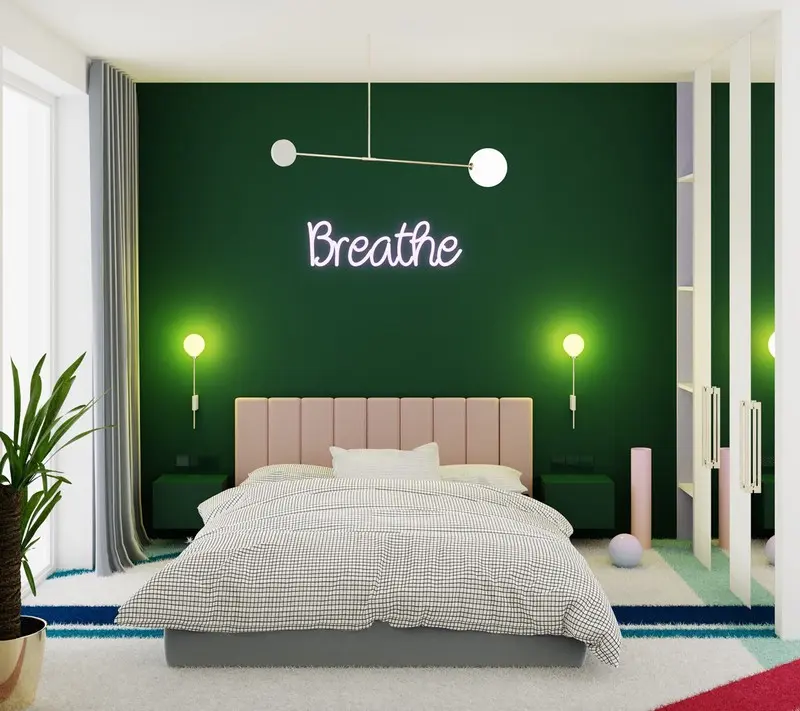 Bức tường trang trí sáng tạo được làm nổi bật bằng đèn