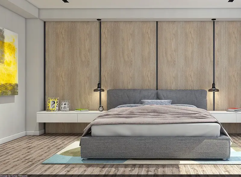 Ván ốp đầu giường sạch sẽ, và là lựa chọn trang trí ít tốn kém