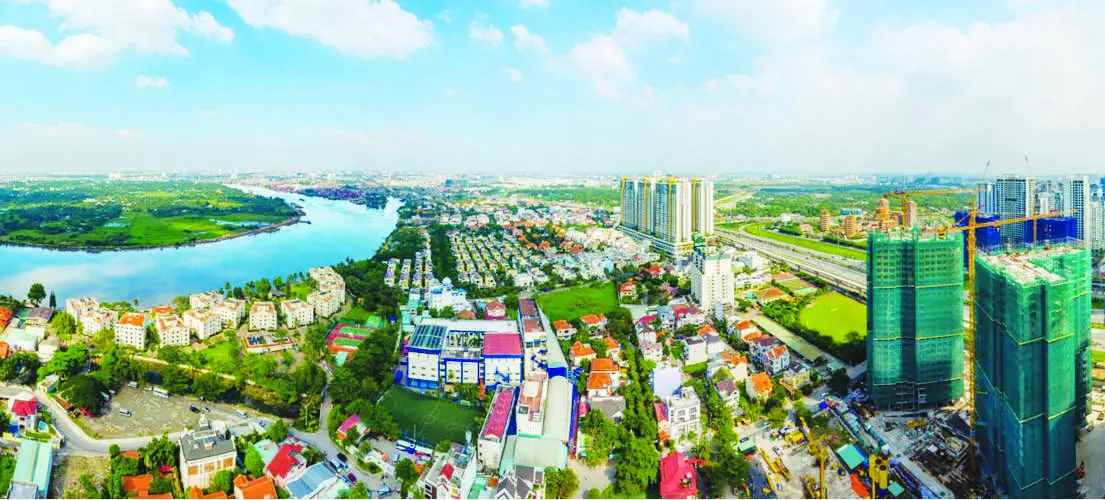 Kiến trúc cao tầng khu đô thị mới hiện đại khu vực ven đô thị tại TPHCM