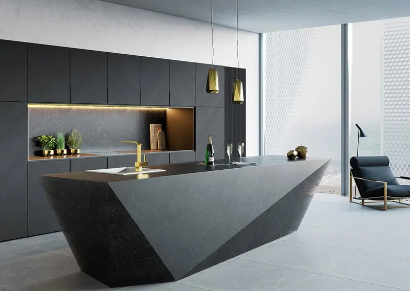 Một chiếc đảo khác dùng đặt vòi rửa và quầy bar.