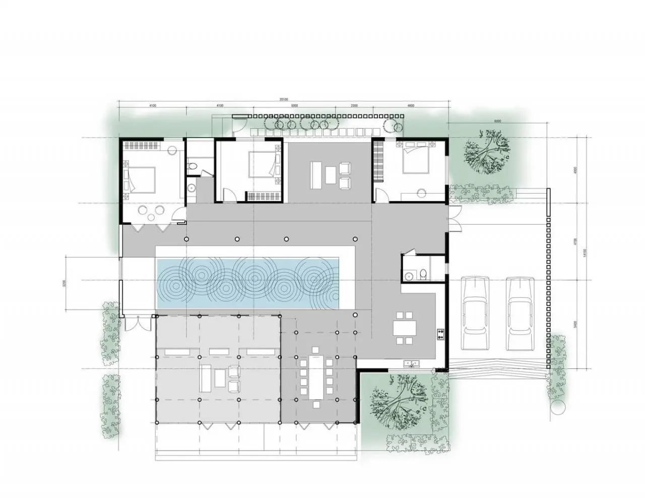 Bản vẽ mặt bằng ngôi nhà của G+ Architects.