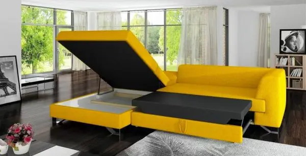 Ghế sofa và giường ngủ có màu sắc nổi bật