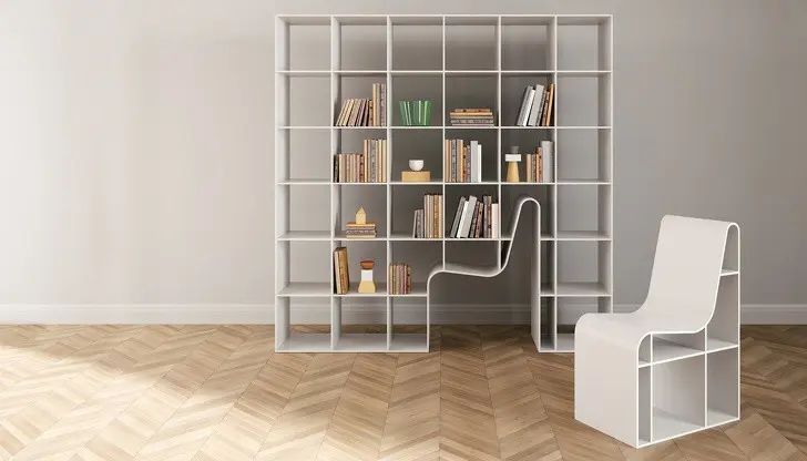 Một thiết kế giá sách khác giúp tiết kiệm không gian