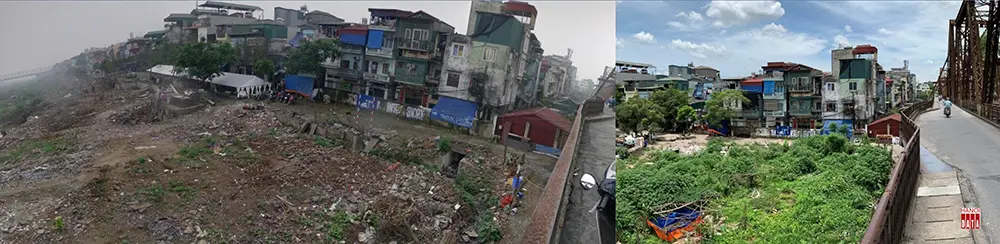 Khu bờ vở sông Hồng cuối năm 2017 và tháng 3/2018