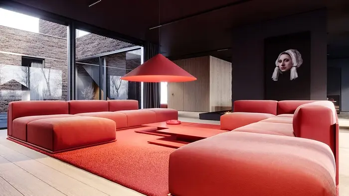 Decor phòng khách sang trọng, táo bạo với gam màu đỏ