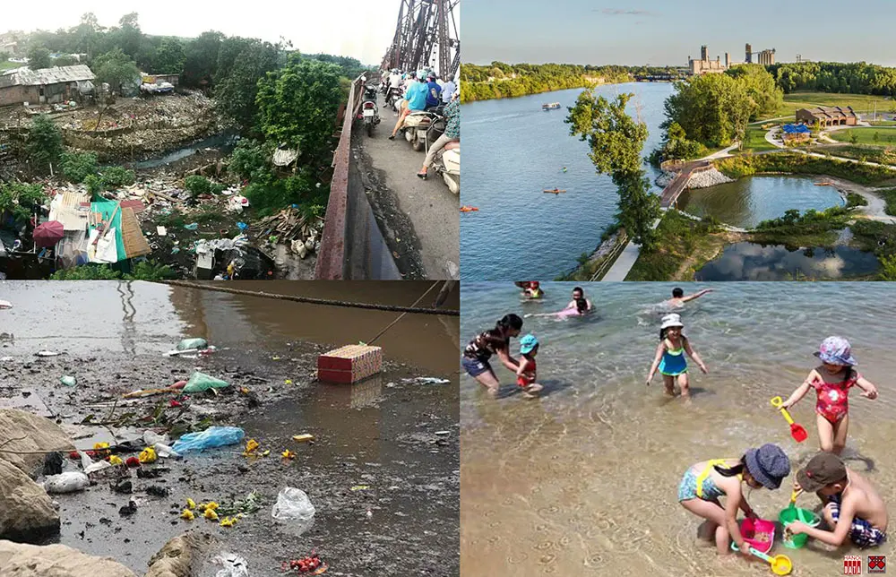 Để phục hồi tái tạo “Vành đai xanh“ hay phát triển các đơn vị tự chủ sinh thái, điều cốt lõi là có đủ nguồn nước sạch. Cần hệ thống thu gom, xử lý toàn bộ nước thải, xử lý tại nguồn  trước khi đổ ra các dòng chảy. Hãy bắt đầu từ sông Hồng, tại chân cầu Long Biên và dọc theo dòng sông chảy qua Thành phố