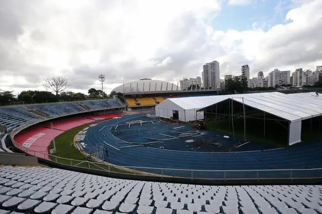 Một bệnh viện dã chiến đang được xây dựng tại khu liên hợp thể thao Ibirapuera ở Sao Paulo, Brazil