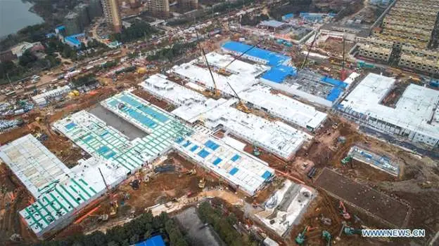 Toàn cảnh bệnh viện dã chiến Hỏa Thần Sơn (Houshenshan). Ảnh: News.cn